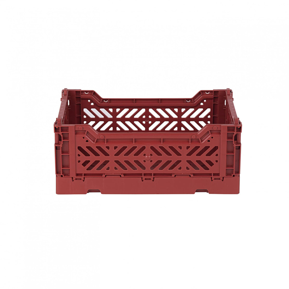 AYKASA Folding Crate, Sturdy Folding Box, Plastic, Stackable, Tile Red, Mini (27 x 17 x 11 cm)