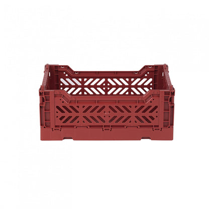 AYKASA Folding Crate, Sturdy Folding Box, Plastic, Stackable, Tile Red, Mini (27 x 17 x 11 cm)