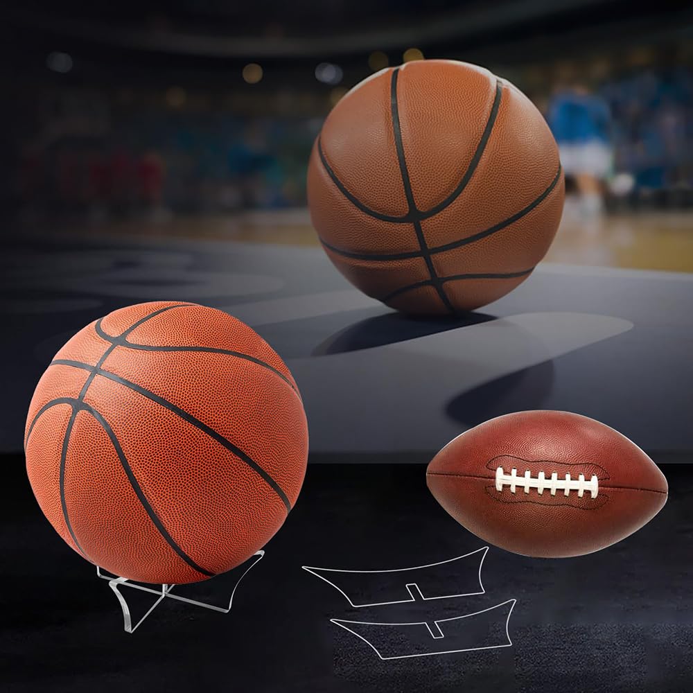 Yeenano Ball Stand,Football Stands Acrylic Baketball Football Display Stand, Volleyball Rugby Ball Sports Ball Storage Rack,Balls Holder for Football