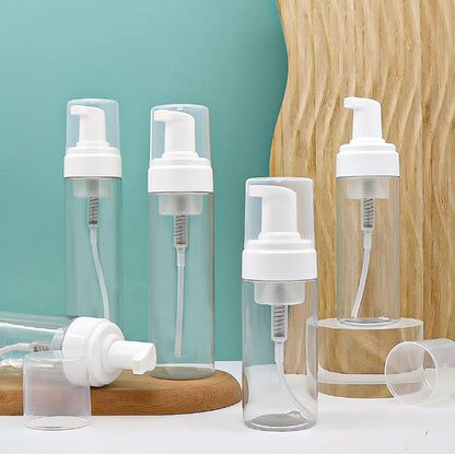 2PCS 100ML/3.4Oz Refillable Empty Plastic Foam Foamer Dispenser Pump Bottles Cosmetics Lotion Makeup Shampoo Facial Cleanser Liquid Soap Dish Foaming