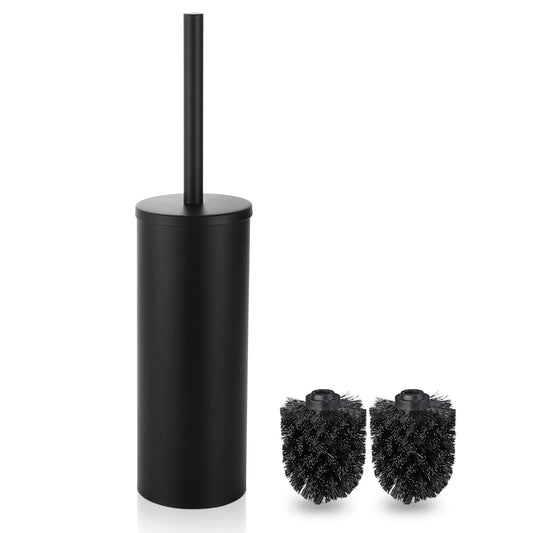 FIISAYL Toilet Brush and Holder for Toilet, Toilet Brush with Handle and Stainless Steel Base, Black
