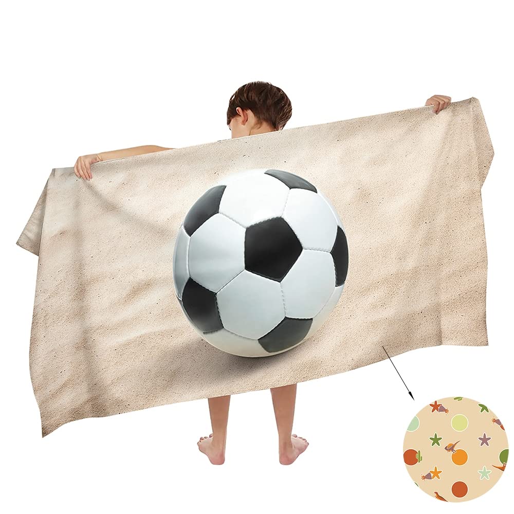 Ulticool Microfibre Children's Towel 140 x 70 cm - Football Beach Dinosaur - Lightweight Travel Towel Quick-Drying Bath Towel Beach Towel Microfibre -