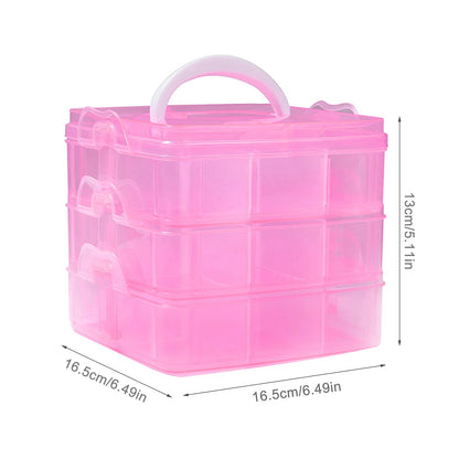 SacJkt Craft Storage Box, Compartments Divider Organizer (Pink)