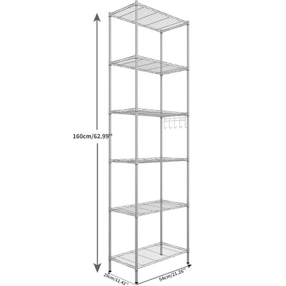 6-Tier Wire Shelving Unit, Free Standing Shelf, Storage Shelves, Heavy Duty Metal Organizer Rack for Garage, Kitchen, Living Room, Bathroom, 21.26L x