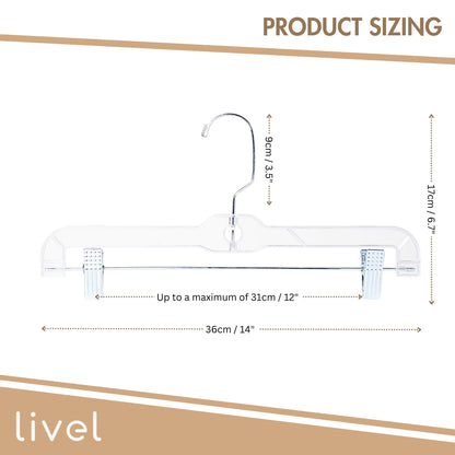 Premium Skirt and Trouser Hangers with Clips - Set of 12| Versatile Organization for Your Wardrobe | Space-Saving Design | Durable Plastic and Stylish