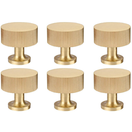 RZDEAL 6pcs Solid Brass Cabinet Knobs Pulls Cabinet Drawer Dresser Gold Knobs Modern Handles (1"x1"/25mmx25mm),Brushed Brass Finish