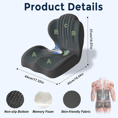 YUGEVRA 2-in-1 Ergonomic Seat Cushion with Lumbar Support, L-Shaped Memory Foam Office Chair Cushion with Coccyx Cut-Out
