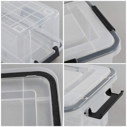 Annkky 10 Liter Plastic Container with Seal Circle Lid, Transparent Storage Boxes Set of 2