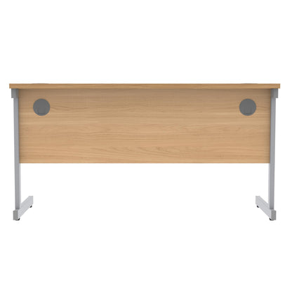 Office Hippo Essentials Rectangular Writing Computer Work Place, Home Office Desk with Cable Port Management, MFC, Norwegian Beech, 140x60cm