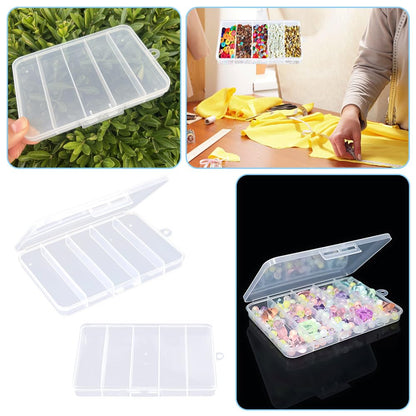 WYAN 8 Pcs Five grids Storage Box, Small Bead Organizers and Storage, Storage Organizers Box, Rectangle Bead Holder