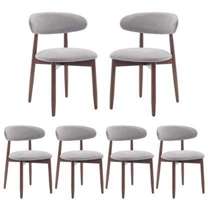 COLAMY Modern Dining Chairs Set with Wooden Legs – Upholstered Fabric Dining Room Chairs with Curved Backrest, Soft Cushion Seat