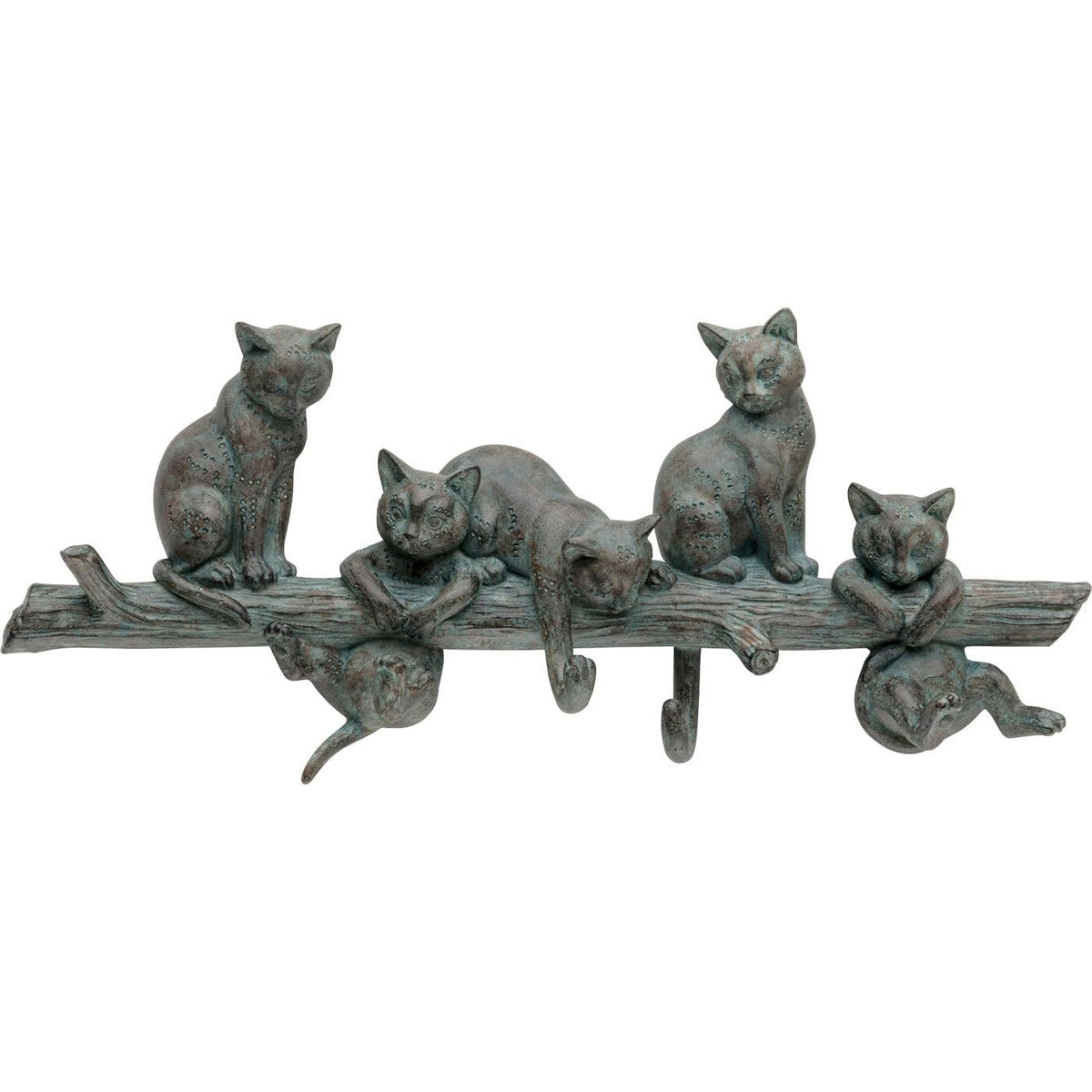 Kare Design Wall Hook Rack Cats Life, Grey, 42 cm, Cat Motif, Home Decor, Wall Organizer, Funny Sculpture, for Coat and Hat