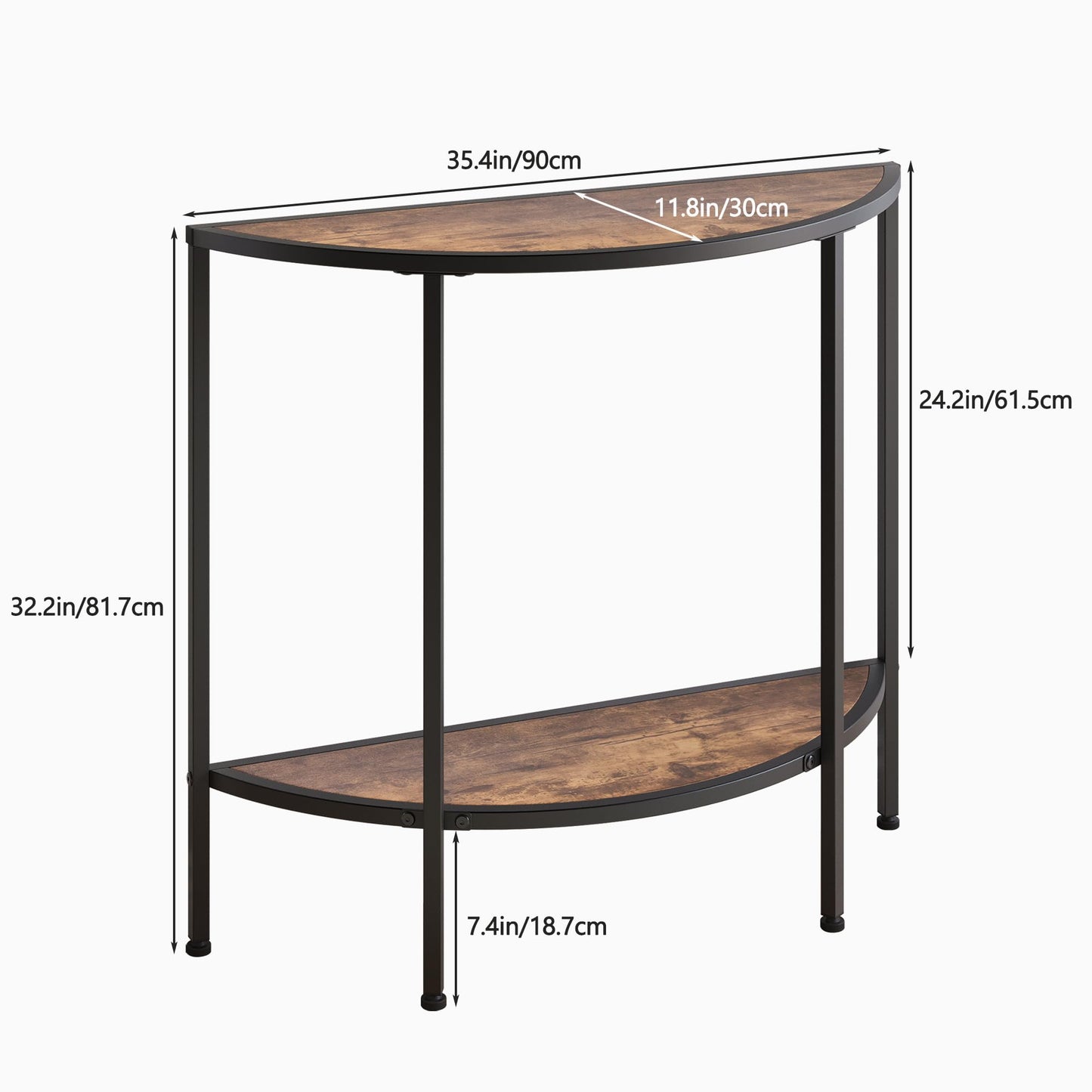 VECOCHO Console Table 2 Tier Narrow Entryway Table with Storage,Brown