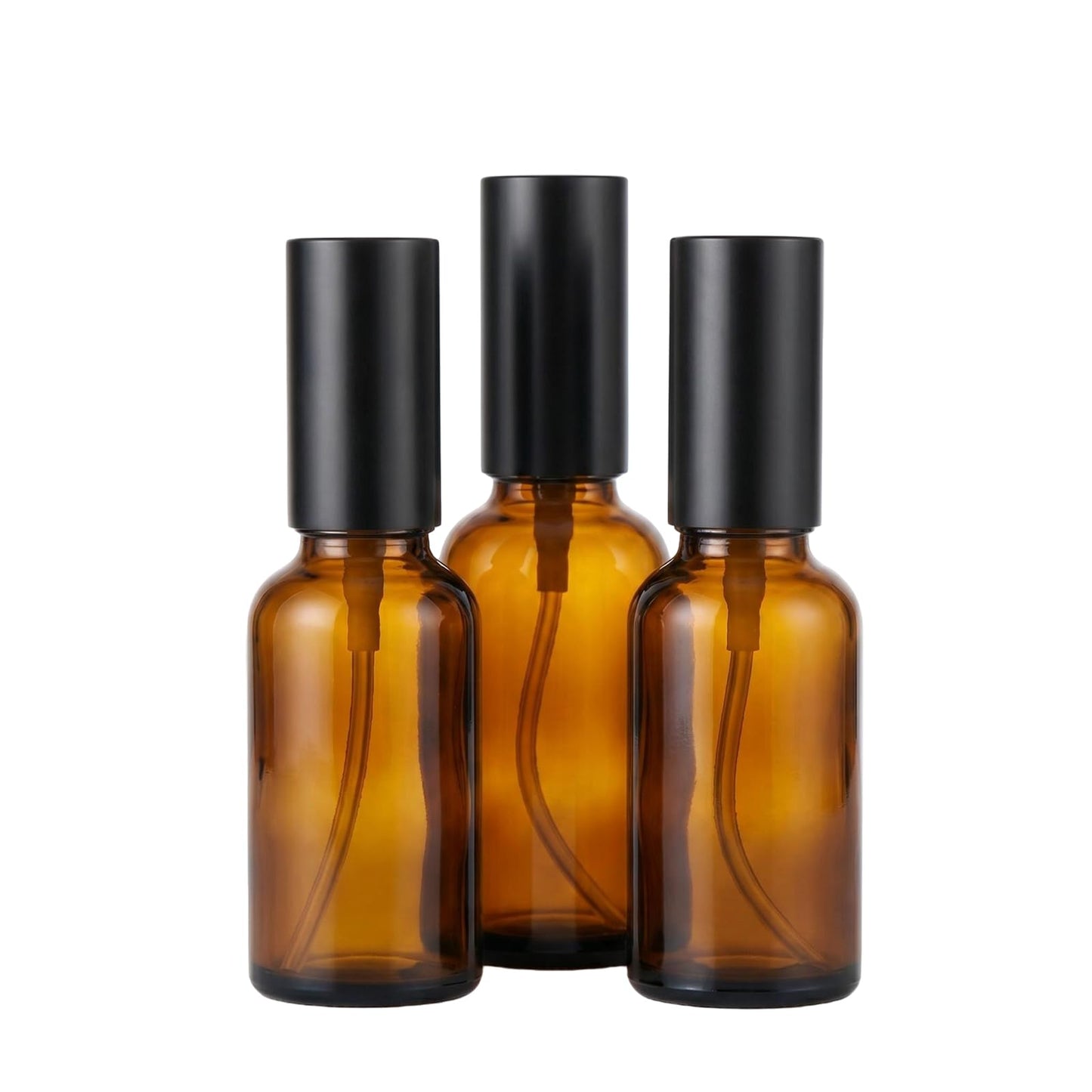 ASTRQLE 3Pcs 30ml/1oz Empty Amber Glass Lotion Pump Dispenser Bottles