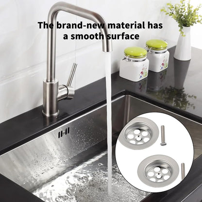 2 Pack Stainless Steel Overflow Drain Cover, 2.76in/70mm Sink Drainer Plug Hair Catcher, Bathtub Hole Cover with Screws