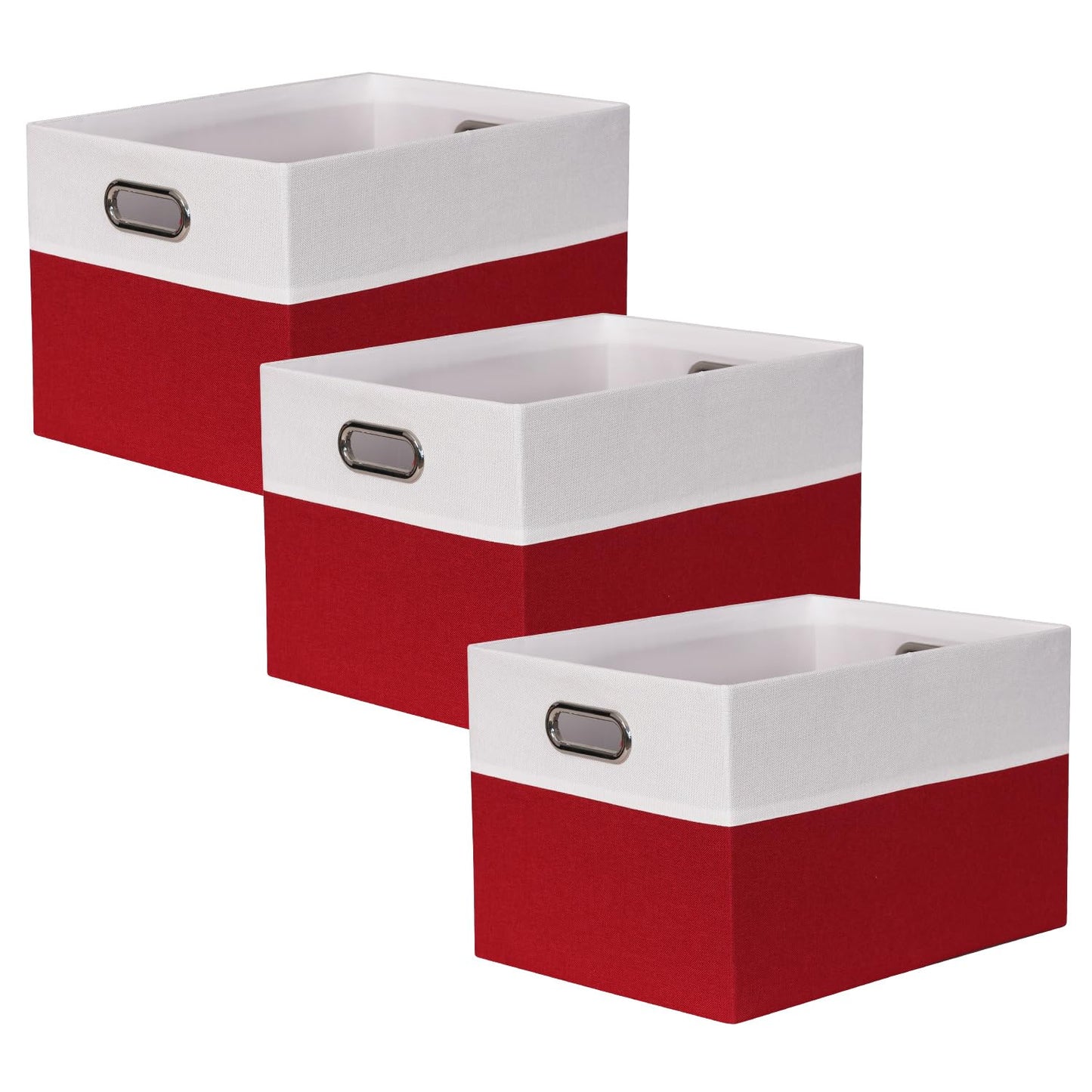 BinWhiz 3 Pack Clothing Storage Bins, Rectangle Large Storage Baskets with Metal Handle, Collapsible Storage Organiser Bins