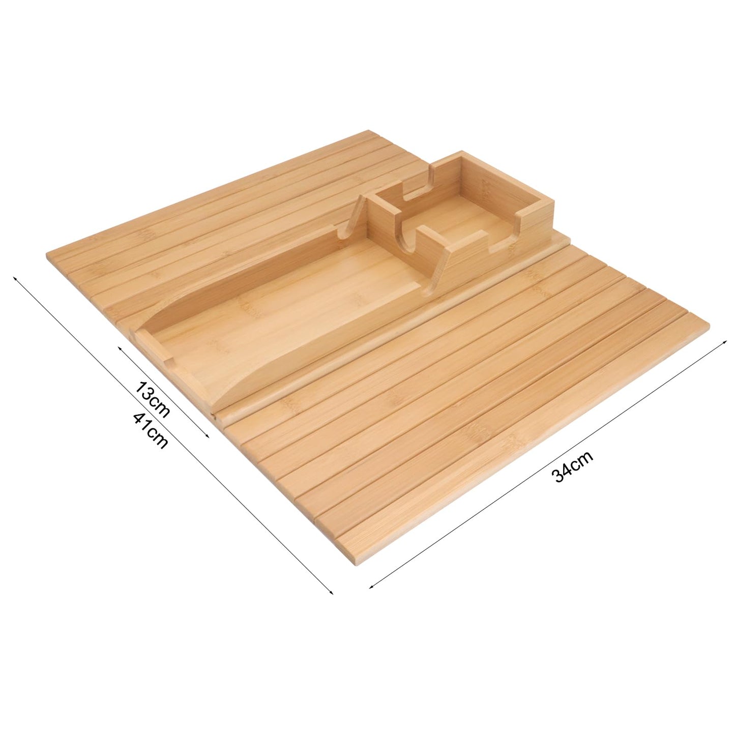 Yuhtech Sofa Arm Tray, Bamboo Sofa Arm Tray Table, Couch Cup Holder, Foldable Bamboo Pallet with Cup Holder for Snacks, Phones, Remotes