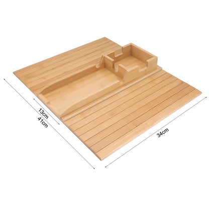 Yuhtech Sofa Arm Tray, Bamboo Sofa Arm Tray Table, Couch Cup Holder, Foldable Bamboo Pallet with Cup Holder for Snacks, Phones, Remotes