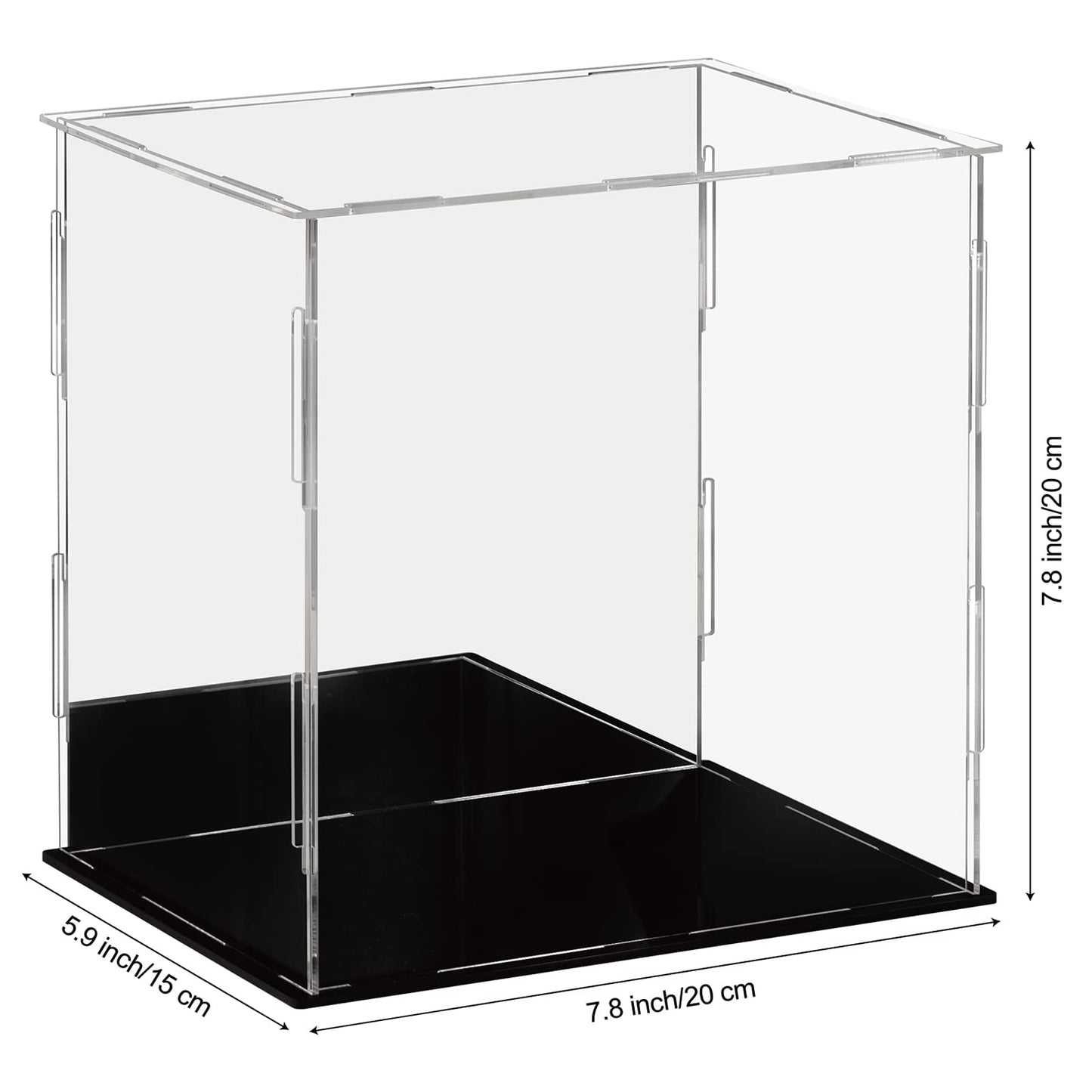 Dezzer Acrylic Display Case Box with Black Base, Assemble Countertop Clear Acrylic Dustproof Protection Showcase for Action Figures Toys