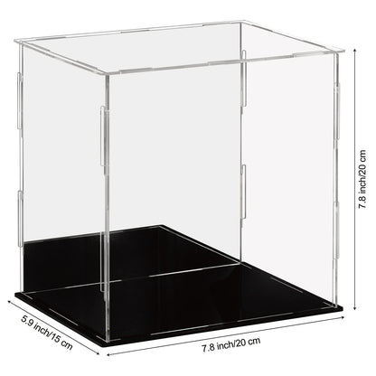 Dezzer Acrylic Display Case Box with Black Base, Assemble Countertop Clear Acrylic Dustproof Protection Showcase for Action Figures Toys