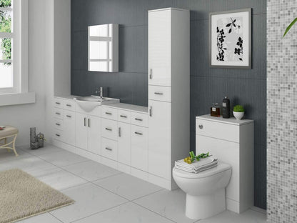 VeeBath Linx BTW Back to Wall WC Toilet High Gloss White Bathroom Furniture Concealed Cistern Cabinet Unit - 500 x 330mm