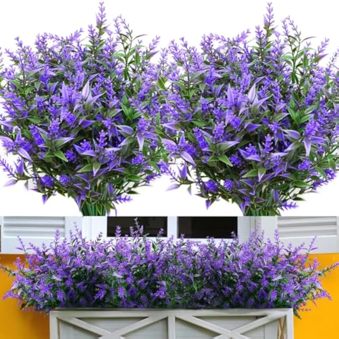 Yoicn Lth 12 Bundles Artificial Lavender Flowers, Plastic UV Resistant Flowers, Fake Lavender Plants for Outdoor and Indoor Decorations