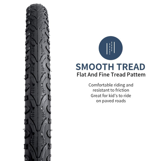 2 Pack 24" Bike Tyre 24 X 1.75(47-507) and 2 Pack 24" Bike Tubes 24 X 1.5/1.75 AV 33mm Valve Compatible with 24 x 1.75 Bike Tyre and Tubes Black AK935