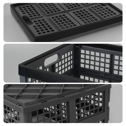 Bringer 30 L Plastic Collapsible Storage Bin, Set of 3 Folding Storage Crate Basket