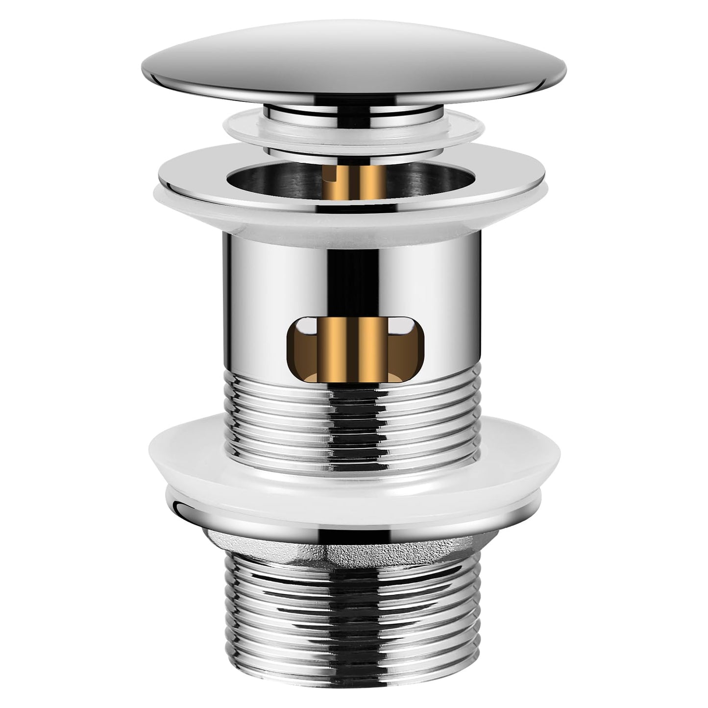 Peppermint Pop Up Sink Waste Slotted Click Clack Waste Plug with Overflow for Bathroom Basins, Vessel Sinks, Chrome Bathroom Basin Waste