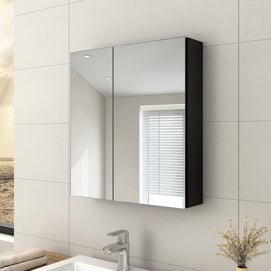 EMKE Bathroom Vanity Mirror Cabinet with Storage - Double Door Wall Mounted Storage Cupboard Aluminum Frameless Medicine Cabinet, Makeup Bathroom Wall