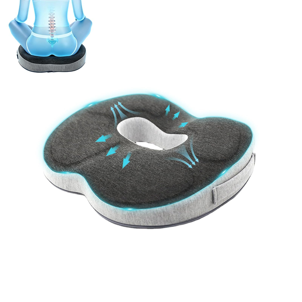 NCONCO Anti-Decubitus Chair Cushion, Orthopaedic Seat Cushion, Memory Foam Hemorrhoid Cushion, Coccyx Cushion