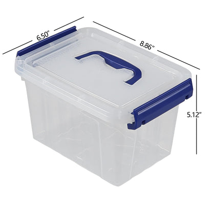 Parlynies 3L Plastic Storage Container Bin with Latching Lid, Small Storage Bin Tote Stackable and Nestable Organizing Box, Pack of 6