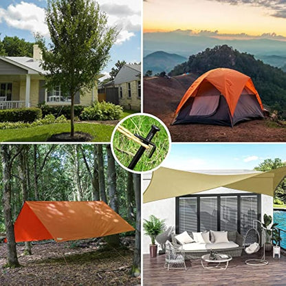 Aoipend Heavy Duty Tree Stakes Kit, Tree Supports for Leaning Tree 6 Pcs Metal Stakes-6 Pcs Tree Straps-80ft Reflective Guy Lines Resistant to Strong Winds Anchoring Kits for Young Trees Outdoor Tent