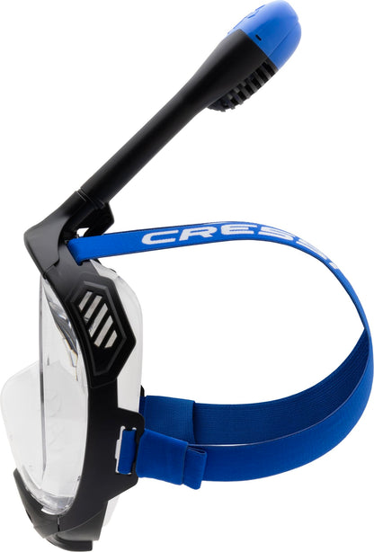 CRESSI Java Full Face Mask Black/Blue L/XL-Unisex Full Face Snorkel Mask, Ultra Clear Anti Fog Lens, 100% Silicone, Snorkel Dry with Safety Valves,