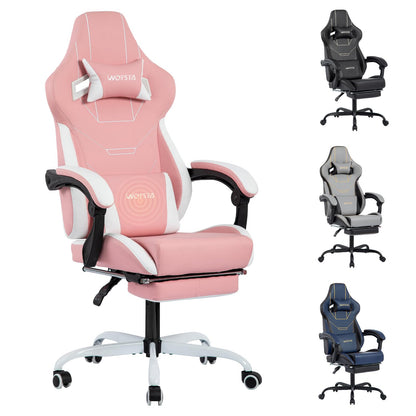 WOTSTA Gaming Chair, Ergonomic Gaming Chair, Computer Chairs with Headrest and Lumbar, Height Adjustable Rotating PC Chairs, Pink White
