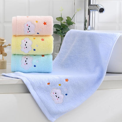sense gnosis 100% Cotton Cloud Kids Facial Towels, Fingertip Towels for Bathroom Towel Set Star Embroidered Children Towels & Baby Washcloths