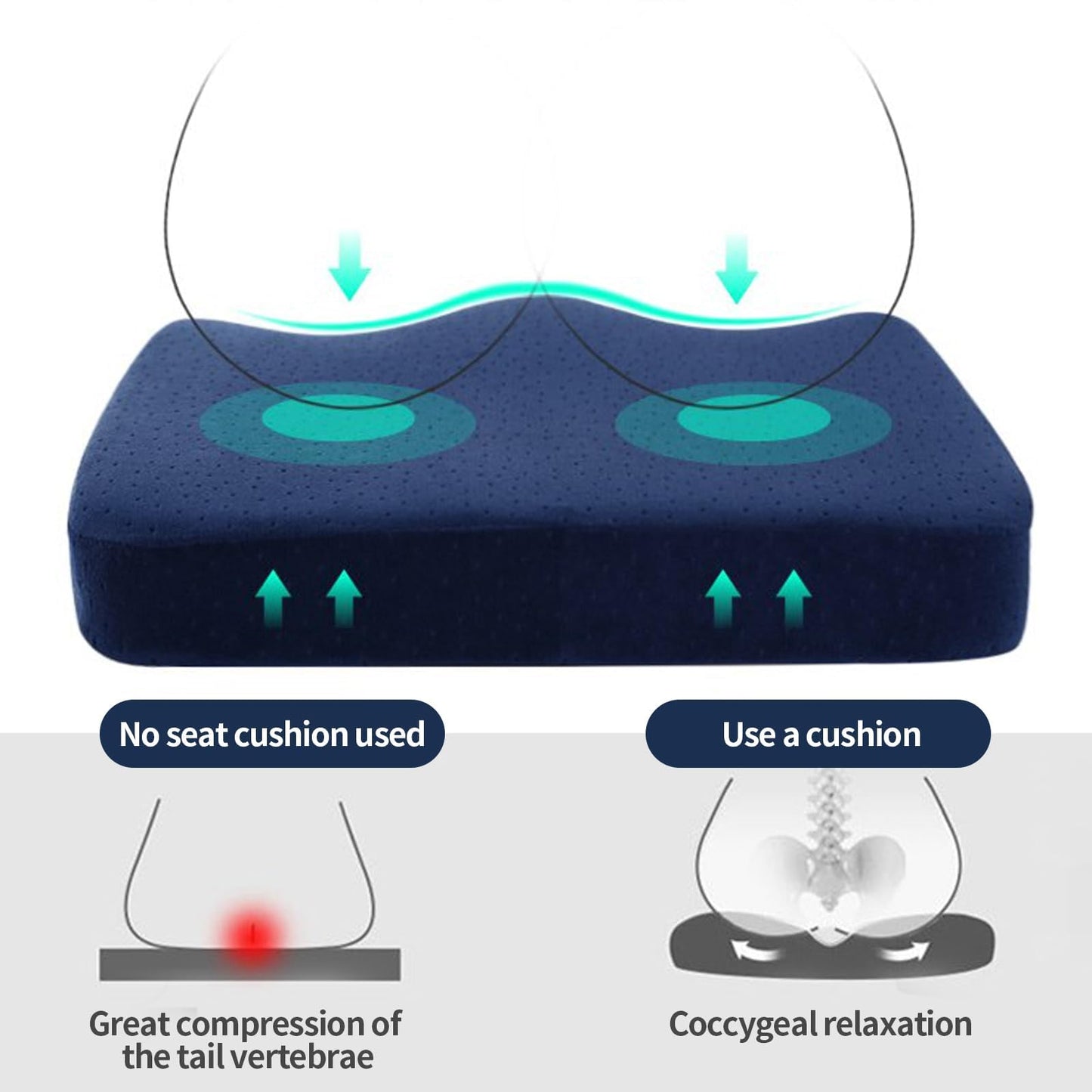 TSLBW Car Seat Cushion for Driving, Memory Foam Seat Cushion Pad for Long Sitting, Tailbone Sciatica Lower Back Pain Relief