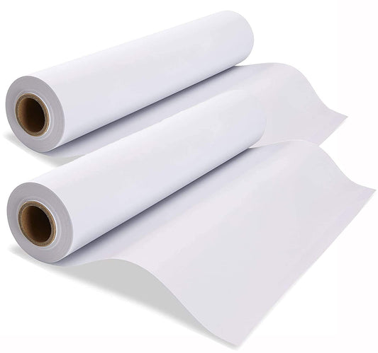 Drawing Paper Roll, 2Pcs White Arts Paper Roll, 43cm x 15m Recycled Wrapping Paper Easel Painting Sketching Paper for Toddlers Children Kids Students