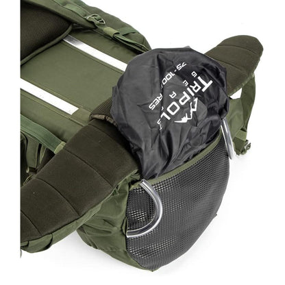 Tripole Colonel Pro Metal Frame Rucksack | Front Opening | Detachable Bag | Rain Cover (105 Litres, Army Green)
