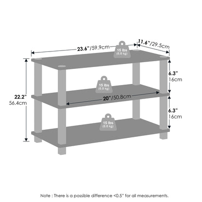 Furinno TURN-S-TUBE Storage Shelves Set of 2, 3-Tier Stackable Standing Shelf, Open Corner Shelf, for Organization and Storage, Living Room, Garage