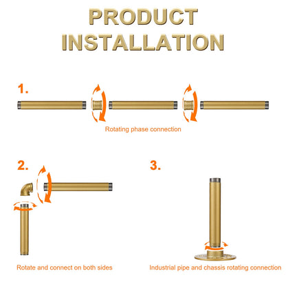 Ihomepark Industrial Pipe Gold Clothing Rack, 94 cm Wall Mounted Gold Iron Garment Clothes Bar, Heavy Duty Metal Hanging Rod for Retail Display