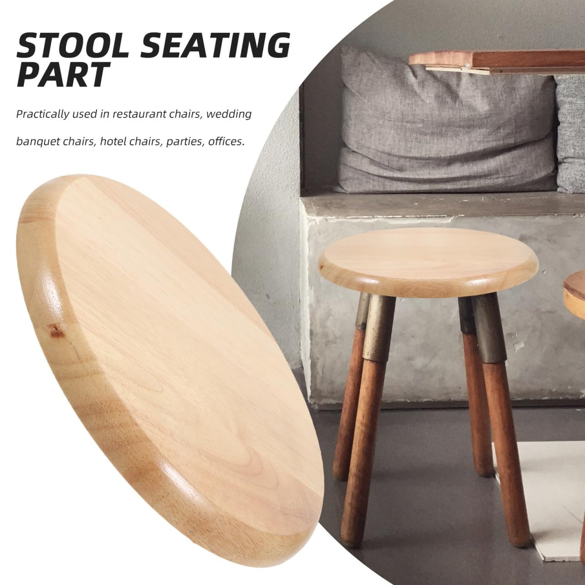 Angoily Solid Wood Round Stool Replacement Seat Top 11.61 Inch Bar Stool Seating Part for Dining Chairs Restaurant Home Use