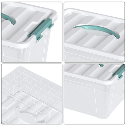 Ysmiltion 6 Litres Clear Plastic Storage Boxes with Lids, 6 Packs, Green