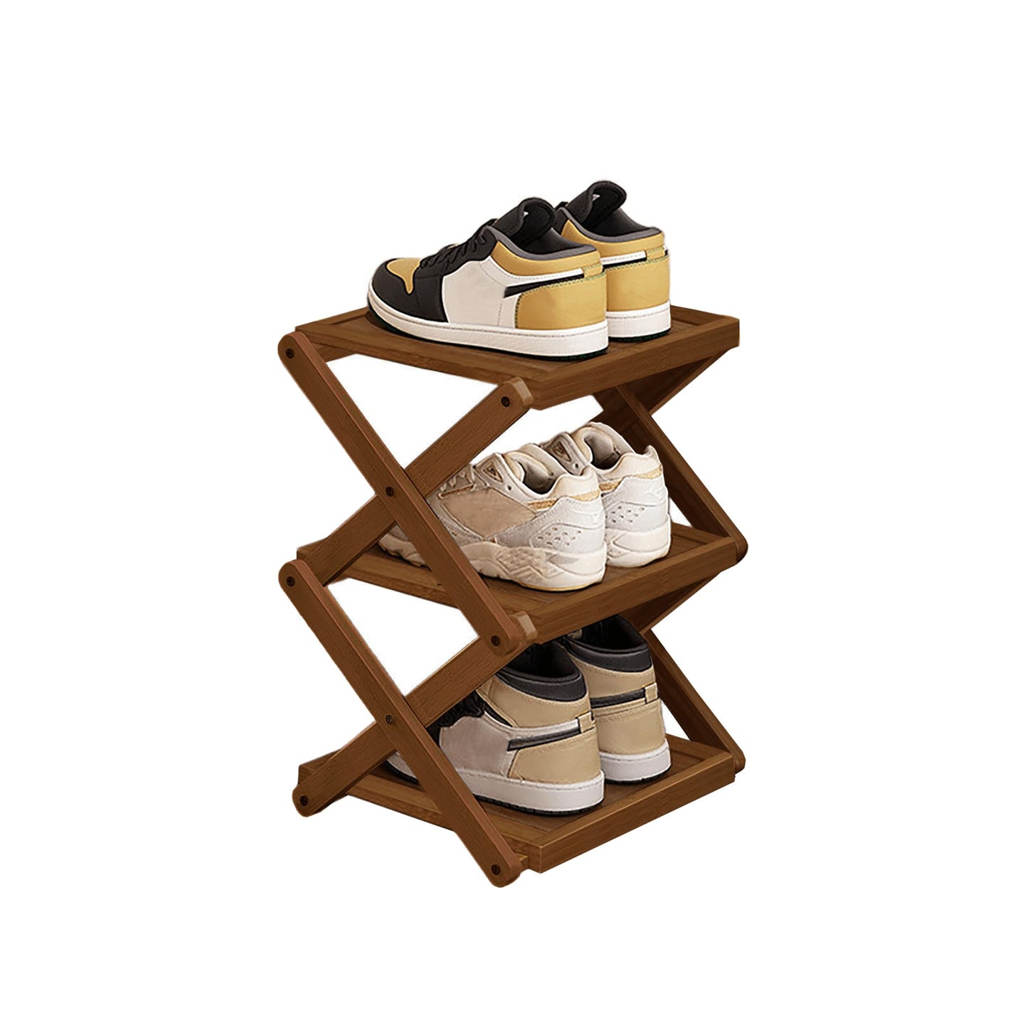 Simcat 3 Tier Shoe Rack Space Saving Natural Bamboo Organiser Easy Assembly