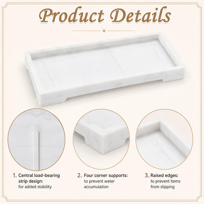 Marble Tray, Silicone Bathroom Tray, Rectangular Tray Organiser, Mold-proof, Space Saving Decorative Countertop Tays for Bathroom Vanity Kitchen