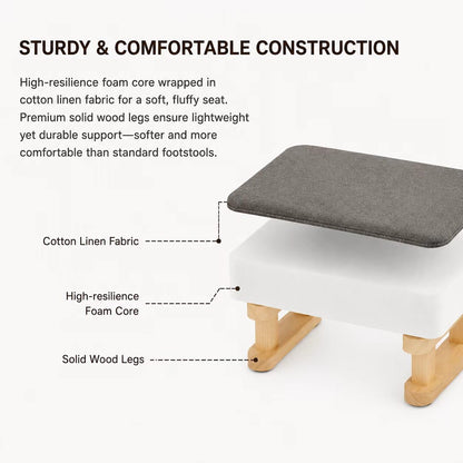 Small Footstool Ottoman, Removable Cover Fabric Foot Stool Rest with Wooden Legs and Non-Slip Soft Padding, Modern Footstools Step for Couch, Desk