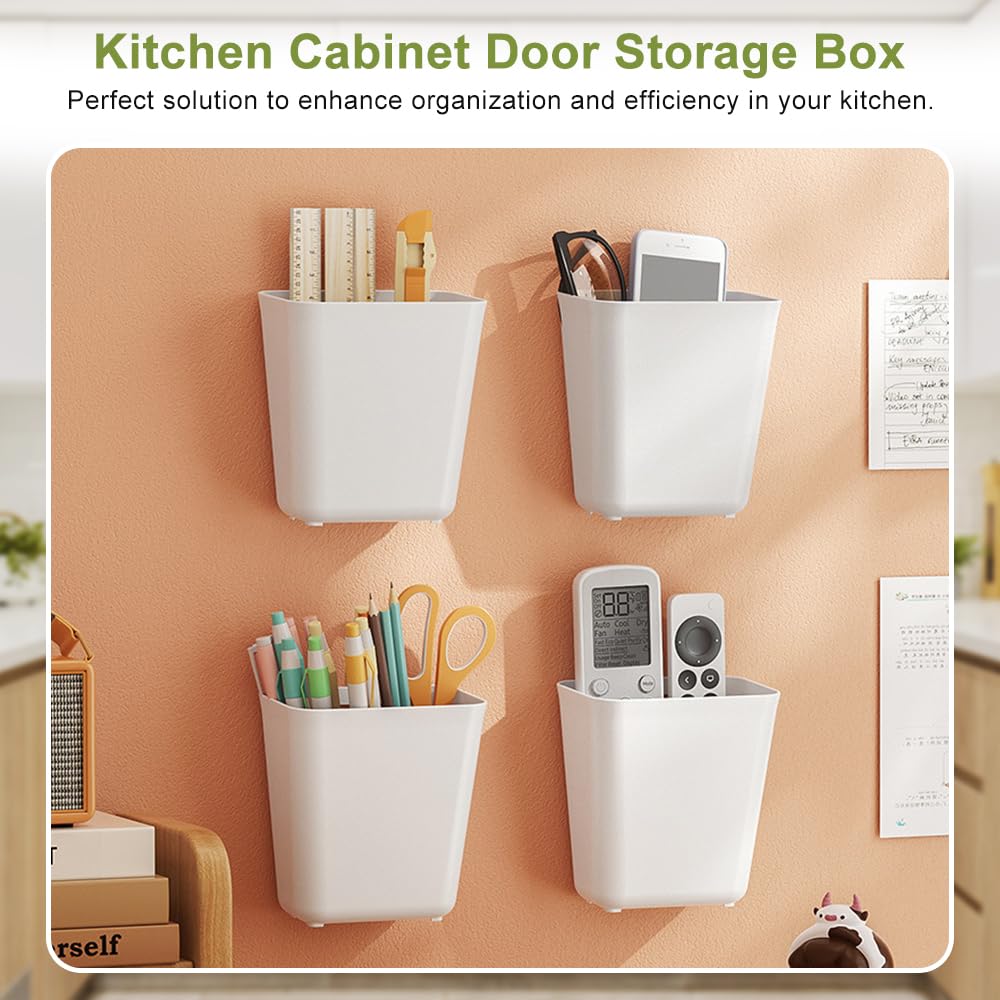 KARBAG Kitchen Cabinet Door Storage Box, Self-Adhesive Wall Mounted Storage Box Wrap Organizer Container Storage Organizer Space Saving for Small