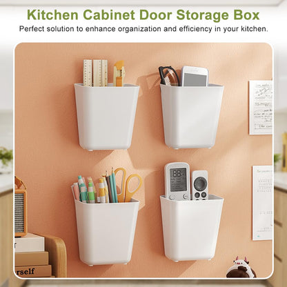 KARBAG Kitchen Cabinet Door Storage Box, Self-Adhesive Wall Mounted Storage Box Wrap Organizer Container Storage Organizer Space Saving for Small