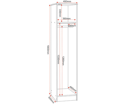 Seconique Malvern 1 Door Wardrobe in Urban Snow