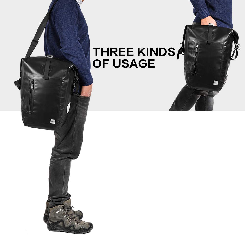 Rhinowalk Waterproof Bike Pannier 25L - Bicycle Cargo Rack Saddle Bag, Shoulder Bag, Laptop Pannier for Professional Cycling Accessories